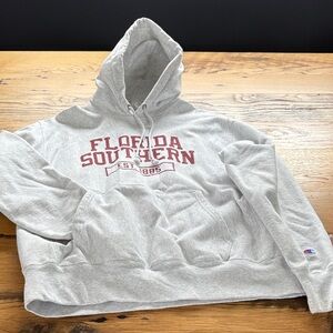 Champion Reverse Weave Light Gray Hoodie with Florida Southern Print - Size L